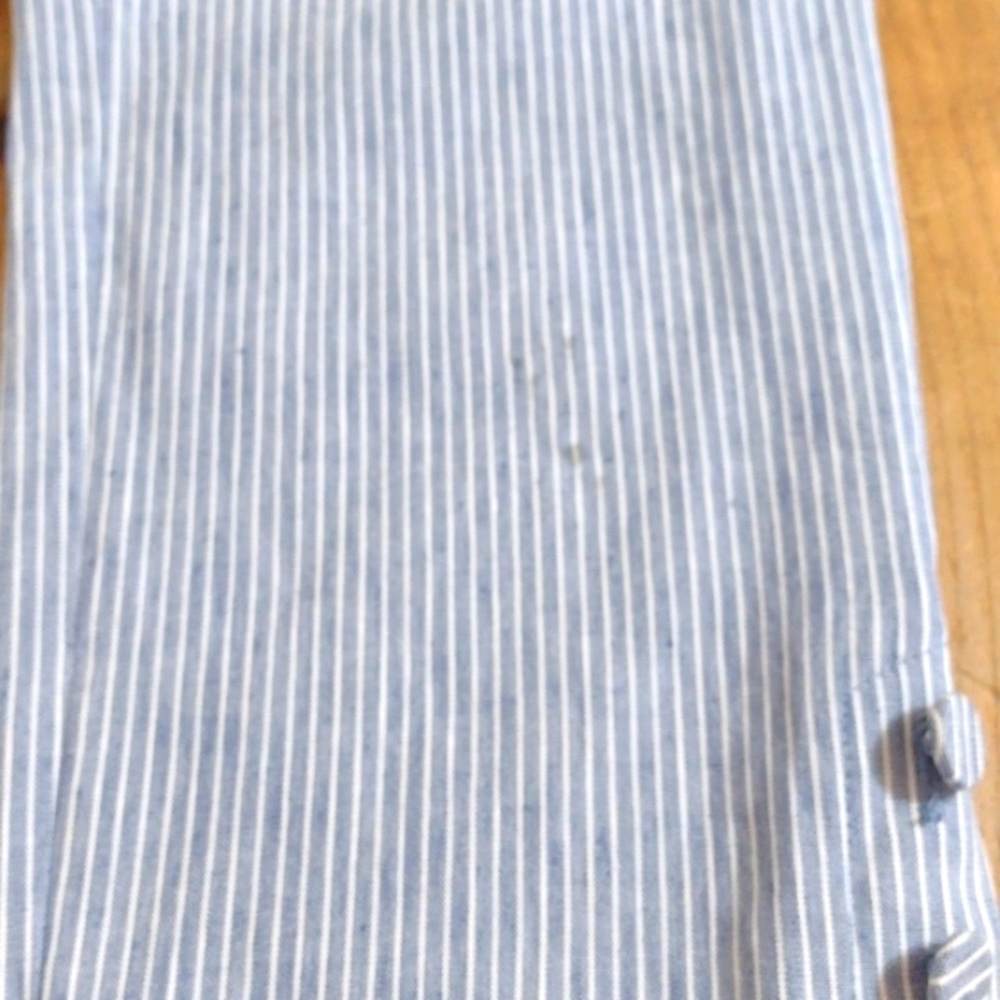J Jill Linen Stretch Chambray Pinstripe Cropped Pants w Ankle Buttons Size M NWT - Picture 5 of 14